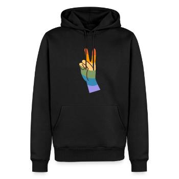LGBTQ Gay Pride Month Rainbow Love is Love - Männer Premium Bio Hoodie - Schwarz - Vorne - Nico (187cm)
