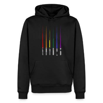 Regenbogen Lichtschwerter Gay Pride Month LGBTQ - Männer Premium Bio Hoodie - Schwarz - Vorne - Nico (187cm)