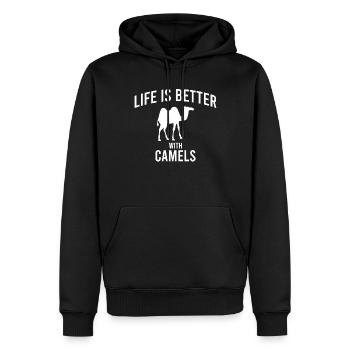 Camel Kamel Spruch - Männer Premium Bio Hoodie - Schwarz - Vorne - Nico (187cm)
