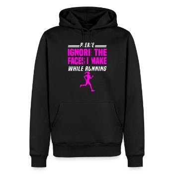 Coureurs de marathon en course semi-marathon - Sweat à capuche Premium bio Homme - noir - Devant - Nico (187cm)