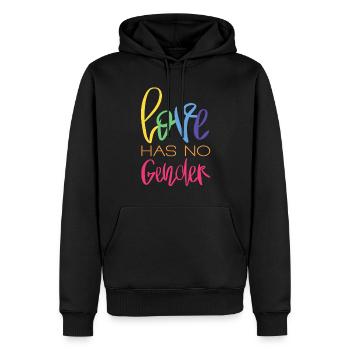 LGBTQ Gay Pride Month Rainbow Love is Love - Männer Premium Bio Hoodie - Schwarz - Vorne - Nico (187cm)