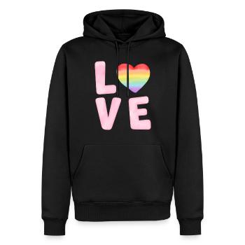 LGBTQ Gay Pride Month Rainbow Love is Love - Männer Premium Bio Hoodie - Schwarz - Vorne - Nico (187cm)
