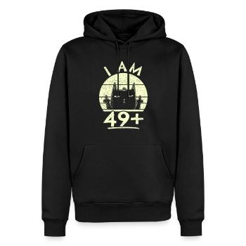 50th birthday woman 50th 50 years - I AM 49+ PLUS - Men’s Premium Organic Hoodie - black - Front - Nico (187cm)