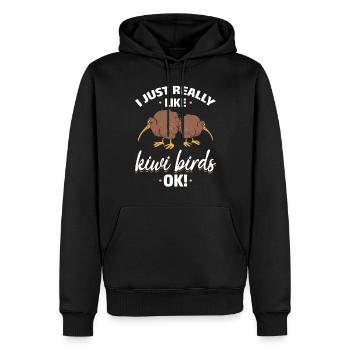 Ich mag Kiwi Birds I New Zealand Kiwi Bird - Männer Premium Bio Hoodie - Schwarz - Vorne - Nico (187cm)