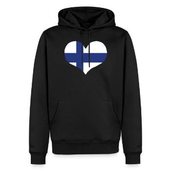Finland Heart Flag - Männer Premium Bio Hoodie - Schwarz - Vorne - Nico (187cm)