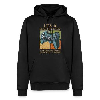 C’est une belle journée pour me laisser tranquille - Sweat à capuche Premium bio Homme - noir - Devant - Nico (187cm)