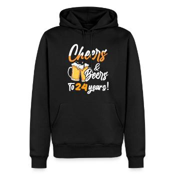 Acclamations et bières à 24 ans 24 anniversaire - Sweat à capuche Premium bio Homme - noir - Devant - Nico (187cm)