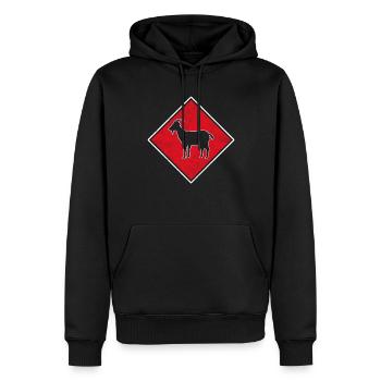 Ziege Logo - Männer Premium Bio Hoodie - Schwarz - Vorne - Nico (187cm)