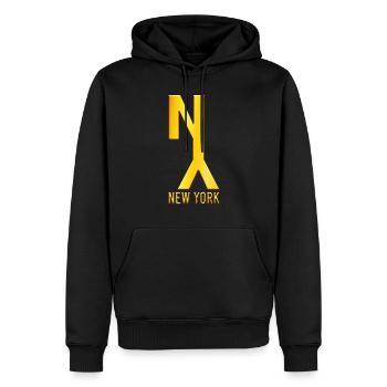 New York - Männer Premium Bio Hoodie - Schwarz - Vorne - Nico (187cm)