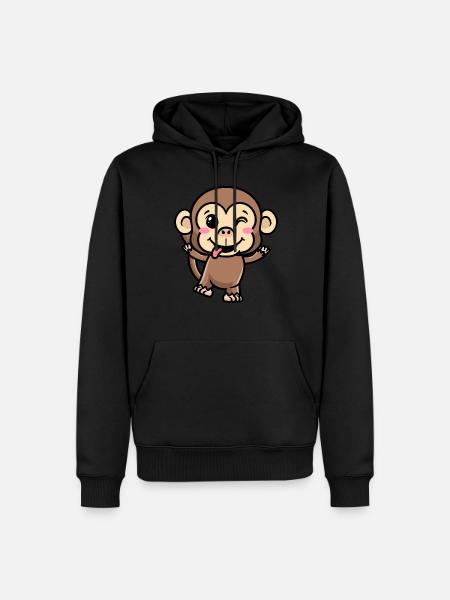 Monkey Emoticon Emotion Monkey Lover - Men’s Premium Organic Hoodie - black