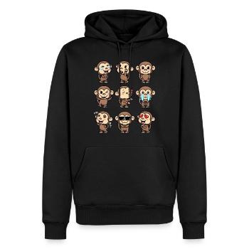 Affe Emoticon Emotion Affenliebhaber - Männer Premium Bio Hoodie - Schwarz - Vorne - Nico (187cm)