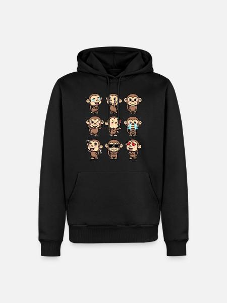 Monkey Emoticon Emotion Monkey Lover - Men’s Premium Organic Hoodie - black