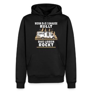 WENN DAS ZUHAUSE ROLLT DAS LEBEN ROCKT - Männer Premium Bio Hoodie - Schwarz - Vorne - Nico (187cm)