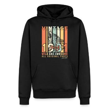 Année de construction 1981 en juillet - Sweat à capuche Premium bio Homme - noir - Devant - Nico (187cm)