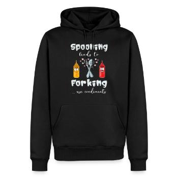 Restaurant Koch Wortwitz Cuisine Pun Couverts - Sweat à capuche Premium bio Homme - noir - Devant - Nico (187cm)