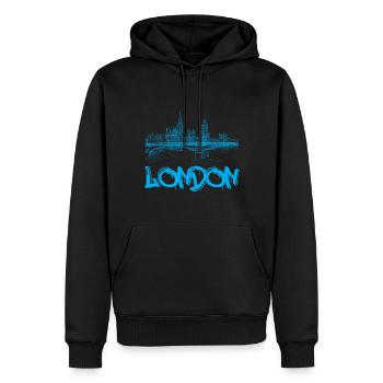 London - Männer Premium Bio Hoodie - Schwarz - Vorne - Nico (187cm)