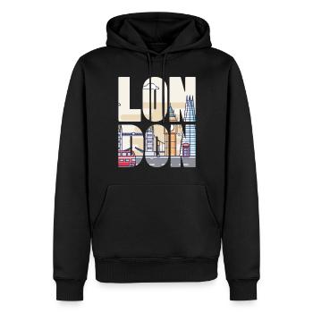 London - Männer Premium Bio Hoodie - Schwarz - Vorne - Nico (187cm)