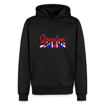 London - Männer Premium Bio Hoodie - Schwarz - Vorne - Nico (187cm)
