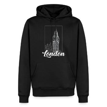 London - Männer Premium Bio Hoodie - Schwarz - Vorne - Nico (187cm)