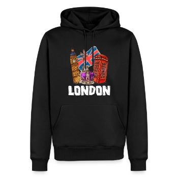 London - Männer Premium Bio Hoodie - Schwarz - Vorne - Nico (187cm)