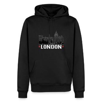 London - Männer Premium Bio Hoodie - Schwarz - Vorne - Nico (187cm)