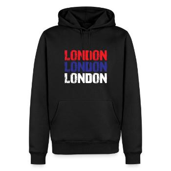 London - Männer Premium Bio Hoodie - Schwarz - Vorne - Nico (187cm)