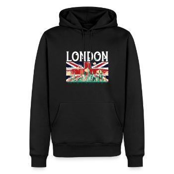 London - Männer Premium Bio Hoodie - Schwarz - Vorne - Nico (187cm)