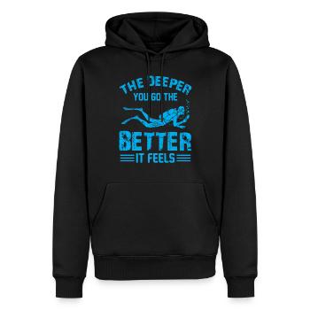 The Deeper You Go The Better It Feels - Diving Ins - Men’s Premium Organic Hoodie - black - Front - Nico (187cm)