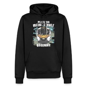 PLATZ DA MEINE SCHULE BEGINNT - Männer Premium Bio Hoodie - Schwarz - Vorne - Nico (187cm)