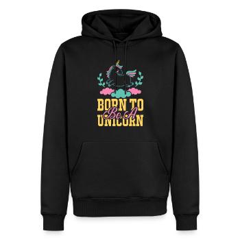 Einhorn Born To Be A Unicorn - Männer Premium Bio Hoodie - Schwarz - Vorne - Nico (187cm)