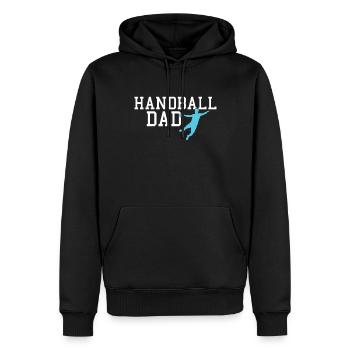 papa handball - Sweat à capuche Premium bio Homme - noir - Devant - Nico (187cm)