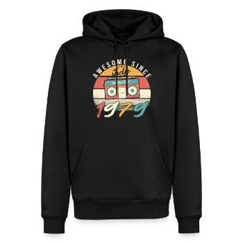 1979 Juli Geschenkidee - Männer Premium Bio Hoodie - Schwarz - Vorne - Nico (187cm)