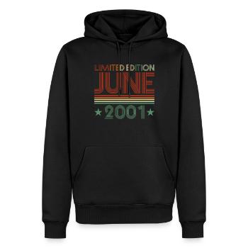 21. Geburtstag Juni Jahrgang 2001 Geschenkidee - Männer Premium Bio Hoodie - Schwarz - Vorne - Nico (187cm)