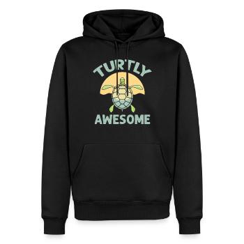 Turtly (Totally) Awesome - Tortue de mer de l’océan - Sweat à capuche Premium bio Homme - noir - Devant - Nico (187cm)