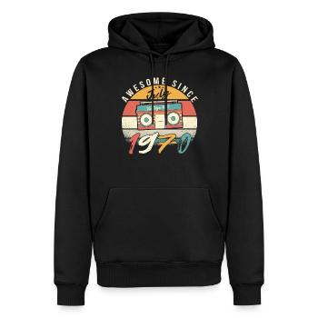 Retro Rekorder 1970 Juli - Männer Premium Bio Hoodie - Schwarz - Vorne - Nico (187cm)