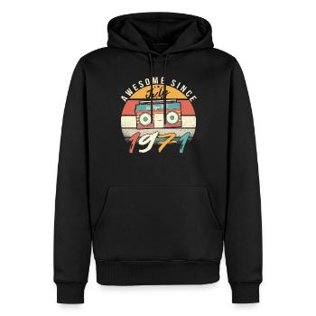 Retro Rekorder 1971 Juli - Männer Premium Bio Hoodie - Schwarz - Vorne - Nico (187cm)