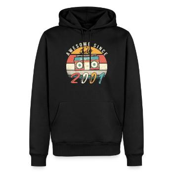Mois de naissance Juillet 2001 - Sweat à capuche Premium bio Homme - noir - Devant - Nico (187cm)