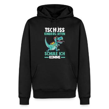 Tschüss Kindergarten Dinosaurier Einschulung Schul - Männer Premium Bio Hoodie - Schwarz - Vorne - Nico (187cm)