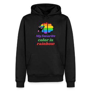 Rainbow Sheep - Ma couleur préférée est l’arc-en-ciel - Sweat à capuche Premium bio Homme - noir - Devant - Nico (187cm)