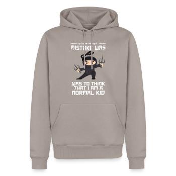 Ninja - Sweat à capuche Premium bio Homme - taupe - Devant - Nico (187cm)
