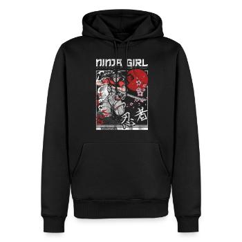 Ninja - Männer Premium Bio Hoodie - Schwarz - Vorne - Nico (187cm)