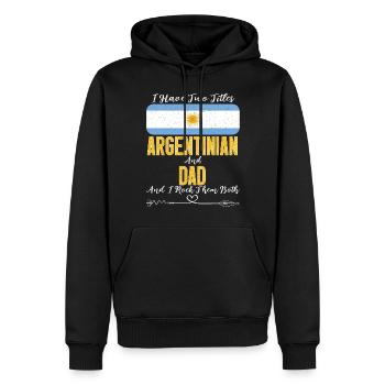 Papa argentin - Sweat à capuche Premium bio Homme - noir - Devant - Nico (187cm)