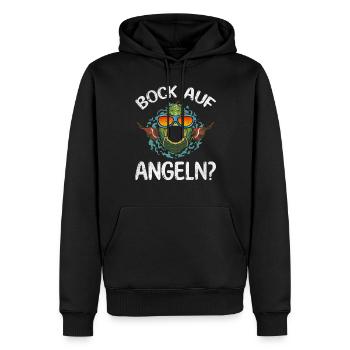 Fisch Angler Fischer Forellen Angeln - Bock auf - Männer Premium Bio Hoodie - Schwarz - Vorne - Nico (187cm)