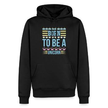 Einhorn Born To Be A Unicorn - Männer Premium Bio Hoodie - Schwarz - Vorne - Nico (187cm)
