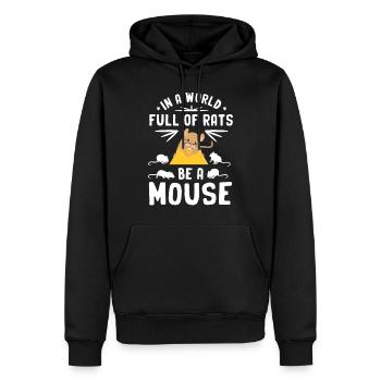 Souris - Sweat à capuche Premium bio Homme - noir - Devant - Nico (187cm)