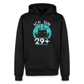 30. Geburtstag Frau 30er 30ter Ich bin 29+ plus - Männer Premium Bio Hoodie - Schwarz - Vorne - Nico (187cm)