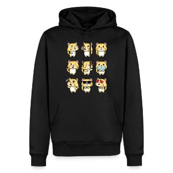 Orange Katze Kawaii Emoticons Aesthetic - Männer Premium Bio Hoodie - Schwarz - Vorne - Nico (187cm)