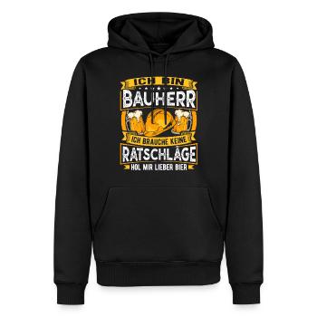 Bauherr Häuslebauer Hausbau Richtfest - Männer Premium Bio Hoodie - Schwarz - Vorne - Nico (187cm)
