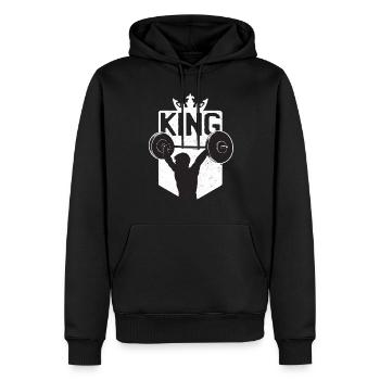 Haltérophilie Musculation Sport Fitness King King - Sweat à capuche Premium bio Homme - noir - Devant - Nico (187cm)