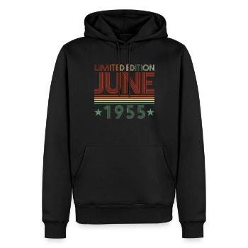 67. Geburtstag Juni Jahrgang 1955 Geschenkidee - Männer Premium Bio Hoodie - Schwarz - Vorne - Nico (187cm)